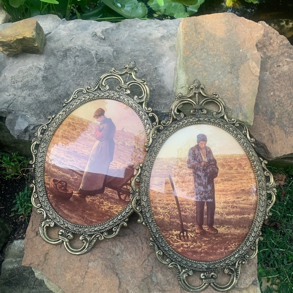Vintage Gold Ornate convex Picture Frames god ‘s good earth home interior - Picture 1 of 2